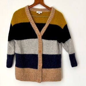 COS Alpaca Wool Multicolored V Neck Striped Cardigan